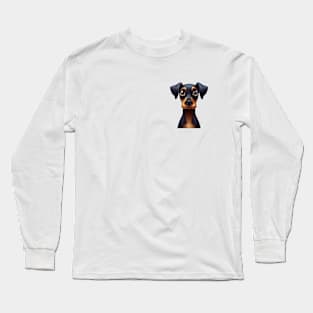 Small Version - Playful Doberman Pinscher Graphic Design Long Sleeve T-Shirt